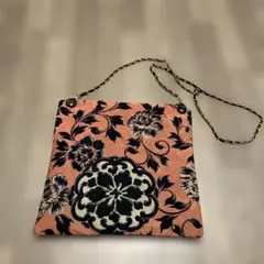 花柄サコッシュ オレンジと黒