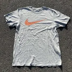 00s nike tシャツ デカロゴ y2k 短丈 グレー 円堂守