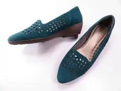 【値下げ】FITFIT フィットフィット パンプス　レザー　靴　緑系　24.5㎝