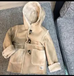 BEAMS mini ムートン調コート◆温かい裏地ボア◆ベージュ