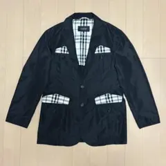 バーバリーブラックレーベル ナイロン テーラードジャケット ノバチェック 黒 L
