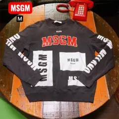 MSGM ロゴ総柄 スウェット トレーナー M 裏起毛 ブラックのサムネイル