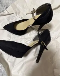 esperanza 黒 スエード ポインテッドトゥ ハイヒール