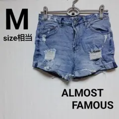 ダメージデニム ショートパンツ ブルー レディース デニム M ボトムス 古着