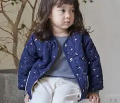 ほぼ未使用⭐︎プティマイン【リンク】箔プリントリバーシブルジャケット　ネイビー