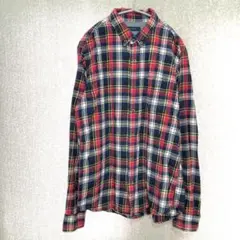 美品✦RAGEBLUE ネルシャツ L 赤ネイビーチェック ゆったり大きい