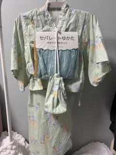 mararaku セパレートゆかた 浴衣 花柄 グリーン 110