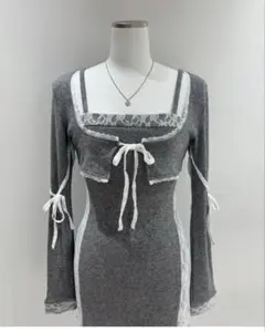 BUBBLES サイドレースアンサンブルワンピース M グレーのサムネイル