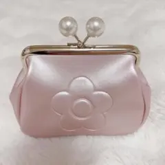 MARY QUANT エンボスデイジーパール ガマ口ポーチ（パールピンク）