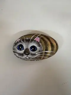 石猫　ハンドメイド　ペーパーウェイト　猫の置物　インテリア　玄関オブジェ