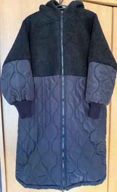 ボア×キルティングコート黒