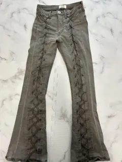 GYDA グレー レースアップデニムパンツ M