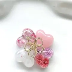 レジン ヘアゴム ハートインハート クリアピンク◡̈♥︎ ※透け感あり