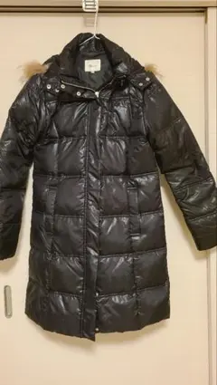 & by Pinky&Dianne フード付きロングダウンジャケット 黒