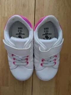16センチ　ポロ　女の子用シューズスニーカー靴　白　ピンク