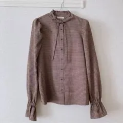 FREAK'S ノーカラーチェックシャツ