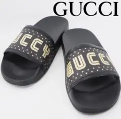 GUCCIセガ サンダル スリッパ 靴 ブラック ゴールド スター