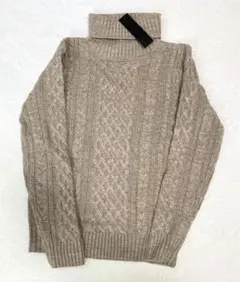 【タグ付き】roshell ケーブルニット　タートルネックセーター　M