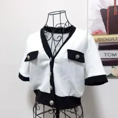 ホワイト　白　半袖　カーディガン　カーデ　上着　春服　夏服　SHEIN 服