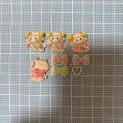 デコレーションパーツセット 可愛いキャラクターとリボン　ひつじ