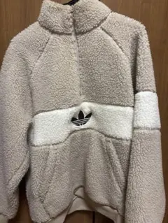 adidas ボアジャケット ハーフジップ ベージュ Mサイズ