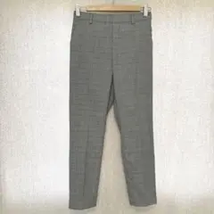 美品✦UNIQLO スマートアンクルパンツ S グレーチェック ゴム/ストレッチ
