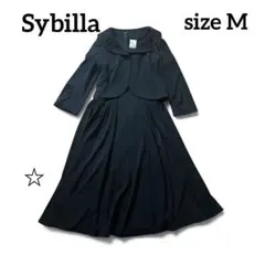 シビラ フォーマル 半袖ワンピーススーツ セットアップ トリアセテート 黒 M