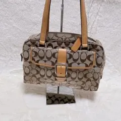 美品】COACH シグネチャー サッチェル ターンロック ボストンバッグ