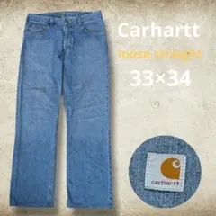 神サイズ★​CarharttルーズストレートカーハートW34バギー インディゴのサムネイル