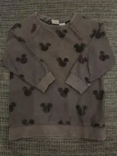 ミッキー　トレーナー グレー　ボタン90cm 黒　H&M ディズニー　トップス