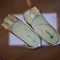 ゴールド リボン付きバレエシューズ 23cm