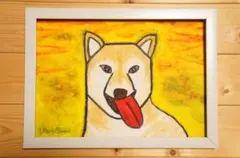 犬】手描き 肉筆 クレヨン画 絵画 A4サイズ 599 額装 - メルカリ