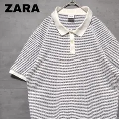 ザラ ZARA コットン サマーニット ポロシャツ 総柄 XLのサムネイル