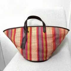 IENA 限定品 10周年記念 サイザル麻 トートバッグ ストライプ カラフルのサムネイル
