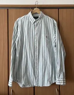 ポロラルフローレン ストライプ オックスフォードシャツ 長袖BDシャツ L