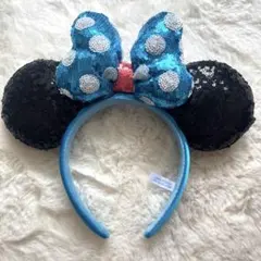 ディズニー ミニーちゃん水色ドットカチューシャ
