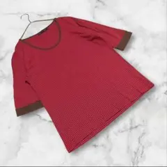 【ナノユニバースグランドフロアー】（M）カットソー Uネック ボーダー柄