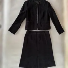 23区　ツイードノーカラージャケットセットアップ　ブラック