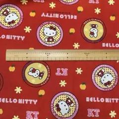 ハローキティ 綿生地 赤 約110cm幅*50cm