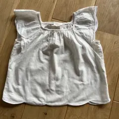H&M フリル付きホワイトトップス