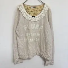 オリーブデオリーブ　レースフリルトレーナー　長袖カットソー　ベージュ　花柄　Fのサムネイル