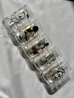 新品 ディズニー グラス5客セット 金彩
