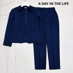美品✨ユナイテッドアローズ ノーカラー ジャケット パンツ セットアップ ブルー