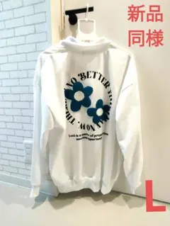 新品同様❤フラワープリント ハーフジップ トレーナー L