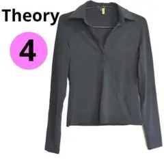 Theory　セオリー　長袖　スキッパー　襟　ブラック　黒　トップス