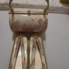 成人式 草履とバッグのセット ゴールドとピンク#92