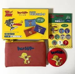 【未使用】トムとジェリー ファニーレトロ ポーチ＆刺繍缶バッジ セット