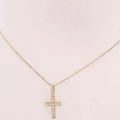 SJX 鑽石0.07ct 十字架吊墜 項鍊 750 K18YG
