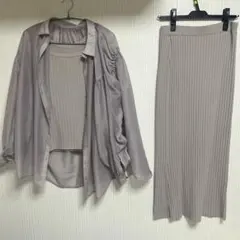 カデュネ　シアーシャツ付き3点セット　ピンク