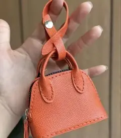 ミニバッグ型　チャーム　バッグチャーム　キーホルダー　イヤホン入れ　オレンジ